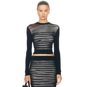 Jean Paul Gaultier Mariniere Ribbed Pullover in Navy White Black